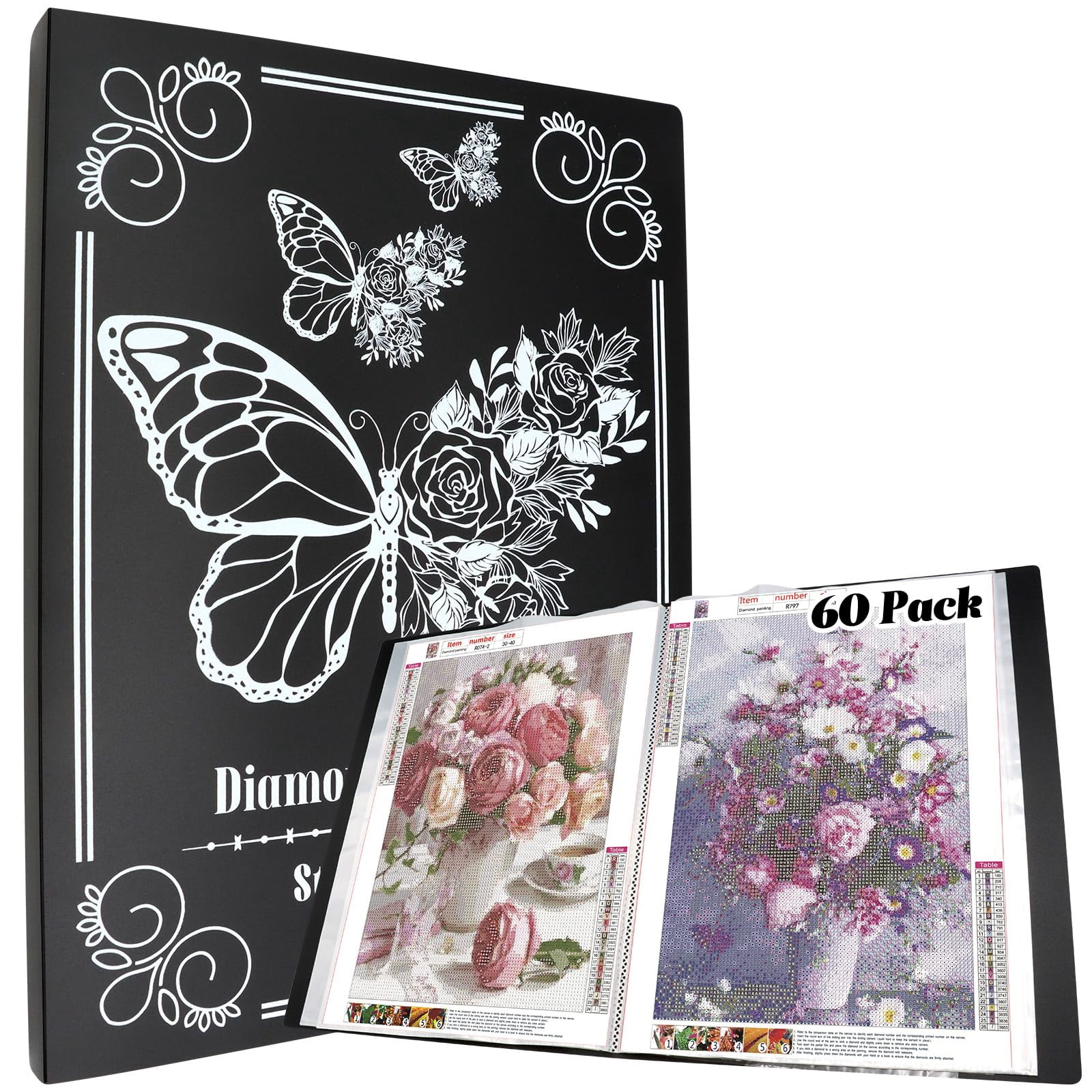 Album Peinture Diamant TAVADA 2 Pièces A3 - 30 Pages Par Album - Capacité 60 Feuilles - Range Tableaux 5D