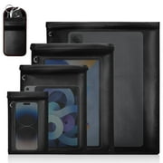 SPOKKI Faraday Bags, 5 Pack Anti-Tracking Faraday Cage, Set of 4 Sizes for Laptops, Tablets, Phones and Car Keys, Fireproof & Waterproof RFID Signal Blocker Faraday Pouch