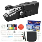 SPOKKI Handheld Sewing Machine with 25 Pcs Sewing Kit, Mini Portable Cordless Hand held Sewing Machine for Beginner, Adult, Clothes Mending, Home DIY (Black)