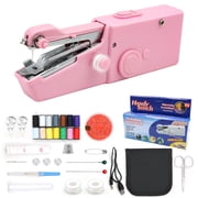 SPOKKI Handheld Sewing Machine with 25 Pcs Sewing Kit, Mini Portable Cordless Hand held Sewing Machine for Beginner, Adult, Clothes Mending, Home DIY Pink