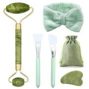 SPOKKI Jade Roller Gua Sha Set, Face Jade Roller & Guasha Scraping Massager Tool for Rejuvenate Face & Neck, Facial, Neck and Body Muscle Relaxing