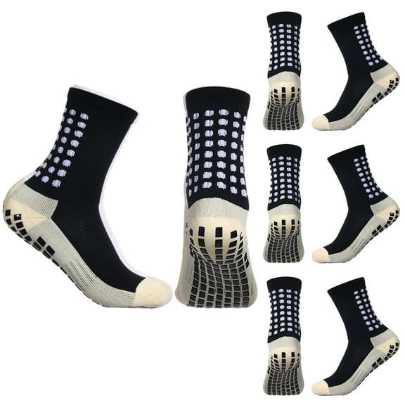 SPOKKI Men’s Grip Socks, 4 Pairs Anti slip Soccer Socks, Grip Basketball Yoga Football Socks(Black)
