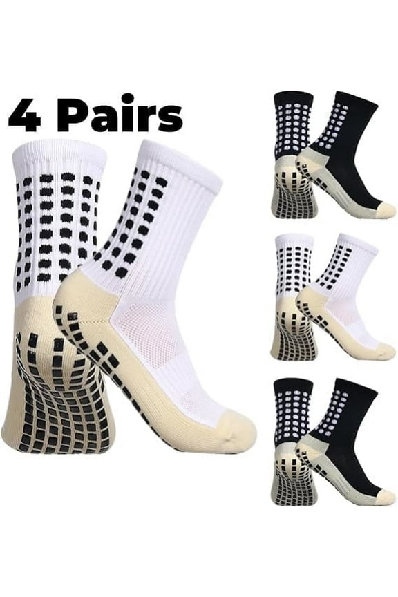 SPOKKI Men’s Soccer Socks, 4 Pairs Anti slip Sports Socks, Grip Basketball Yoga Football Socks