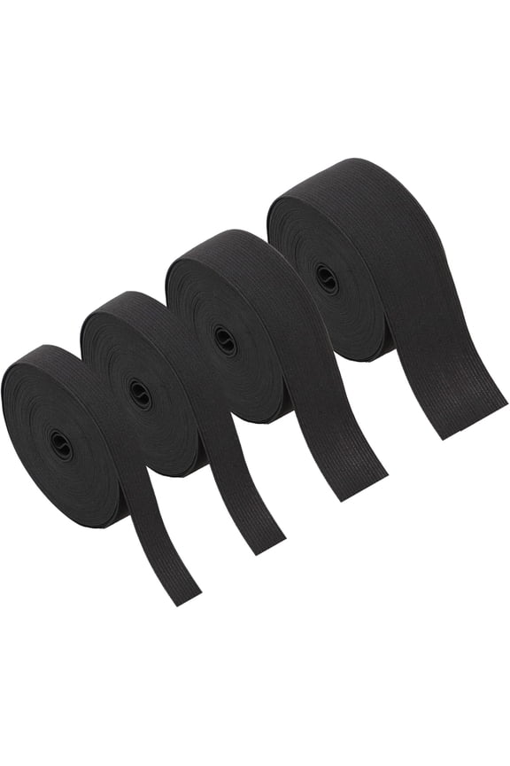 Pack of 4 Elastic Bands, Black Elastic Band, Width 15 mm, 20 mm, 30 mm, 40 mm, Rubber Bands for Household, Trousers Rubber, Black Fabrics for Sewing, Rubber Band, Elastic Band, Sewing Rubber