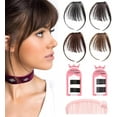 thumbnail image 1 of SPOKKI Pack of 4 Clip-In Bangs, Fake Bangs, Fringe Hair Clip in Fringe for Women (Light Brown, Dark Brown, Brown-Black, Black), 1 of 7