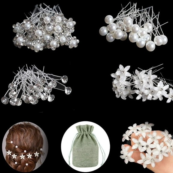 SPOKKI Rhinestone Wedding Hair Accessory, Pearl Hair Clip, Hair Pin, 50 Pieces