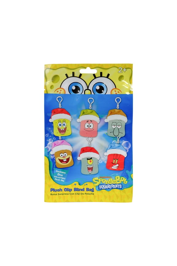 Sponge Blind Bag Plush Characters, 6 Different 4 inch Mini Plush SpongeBob characters with Clips, by Ruz