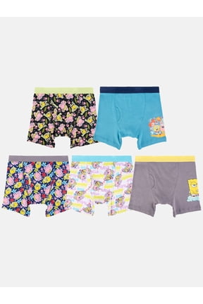 Spongebob Boys Cotton Boxer Brief Underwear 5-pack, Size 4 to 8