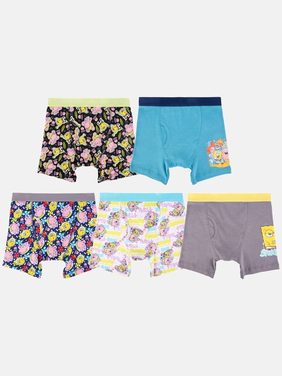 Spongebob Boys Cotton Boxer Brief Underwear 5-pack, Size 4 to 8
