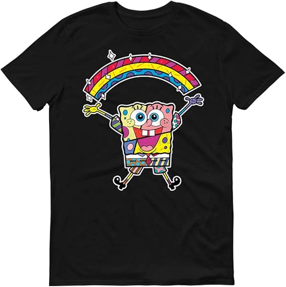 SPONGEBOB SQUAREPANTS Rainbow Adult Short Sleeve T-Shirt - Officially ...