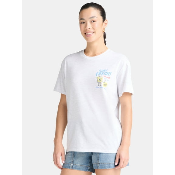 SpongeBob SquarePants Women's Krabby Patty Graphic Tee with Short Sleeves, Sizes XXS–XXL