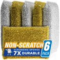 thumbnail image 1 of SPONGENATOR Kitchen Scrubbing Sponges - Heavy Duty Non Scratch Scrubbing Cleaner Sponges in 2 Colors - Multi Surface Non Metal Dish Scouring Scrubbers for Fast Cleaning (Gold & Silver, 6), 1 of 4