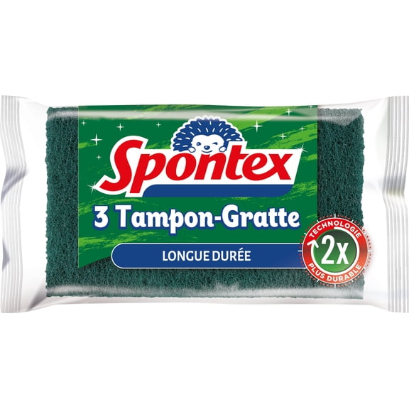 SPONTEX - Long-lasting scratch pad - 3 scrubbing pads - 2 times more durable
