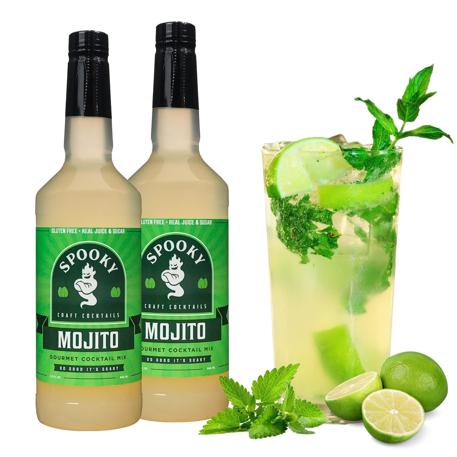 SPOOKY Mojito Cocktail Mix Real Juice, Sugar, Mint Natural