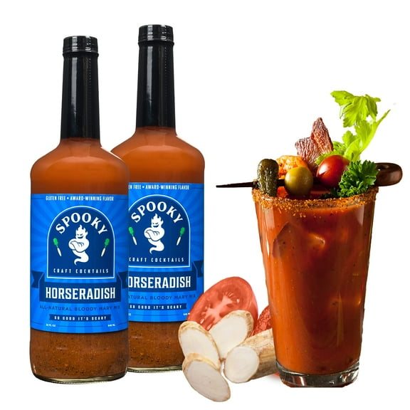 SPOOKY Horseradish Bloody Mary Mix, Low Carb, Low Calorie, Gluten Free and All-Natural, Set of 2