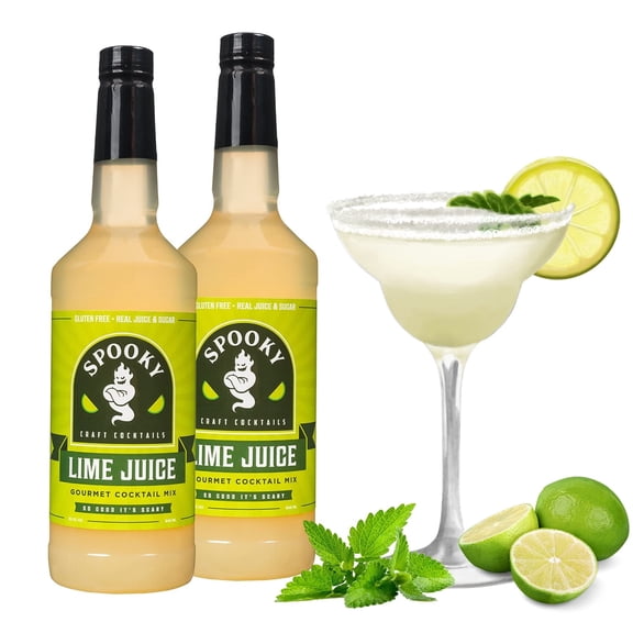 SPOOKY Lime Juice Cocktail Mix - Real Lime Juice & Sugar - Naturally Sweet - No Corn Syrup32oz (2pk)