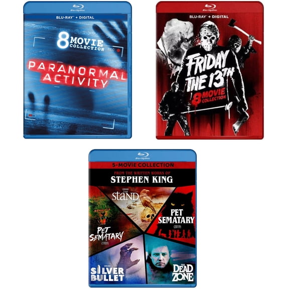 Spooky Scary 21 Movie Collection Paranormal Activity: 8-Movie Collection | Friday the 13th: 8-Movie Collection | Stephen King 5-Movie Collection