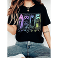 thumbnail image 1 of SPOOKY SEASON Nightmare Before Christmas Halloween Clothes, Women Casual Round Neck Short Sleeve T-Shirt With Ghost Pattern, Autumn, 1 of 3