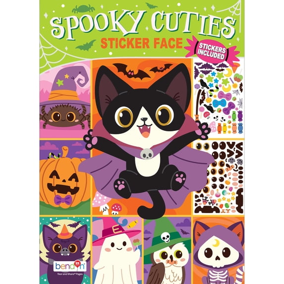 Spooky Cuties Create-A-Face Sticker Face Book for Kids, Halloween Activity Book with Stickers