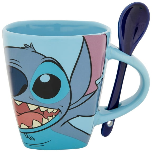 Disney 9 oz Stitch Blue Ceramic Spoon Mug