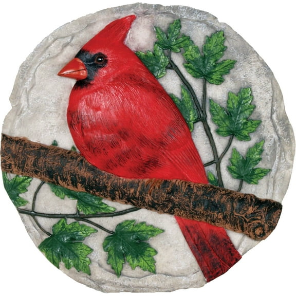 CARDINAL ON BRANCH STEP STONE / WALL PLAQUE