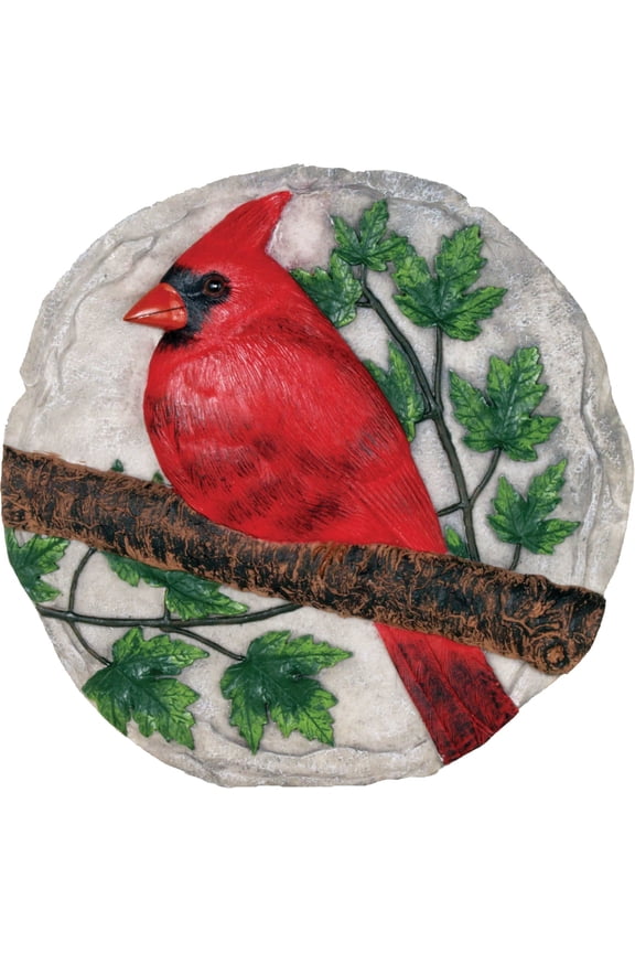 CARDINAL ON BRANCH STEP STONE / WALL PLAQUE