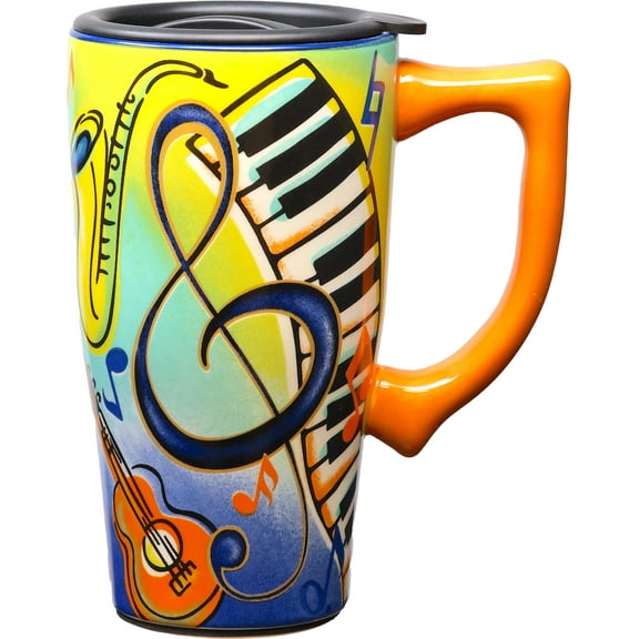MUSIC 18 OUNCE CERAMIC TRAVEL MUG