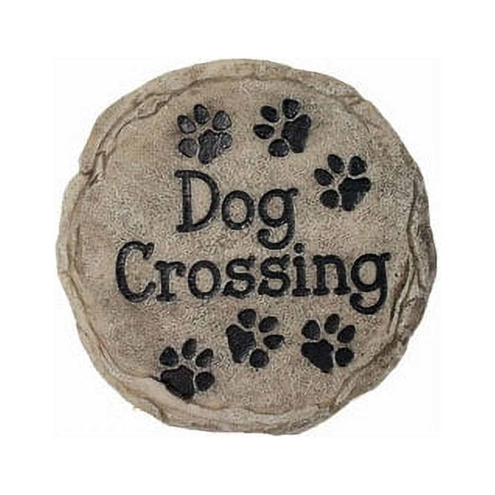 Dog Crossing Beige and Black Resin Stepping Stone