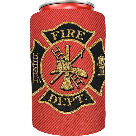 Spoontiques Fire Department Can Coolers, One size, Red