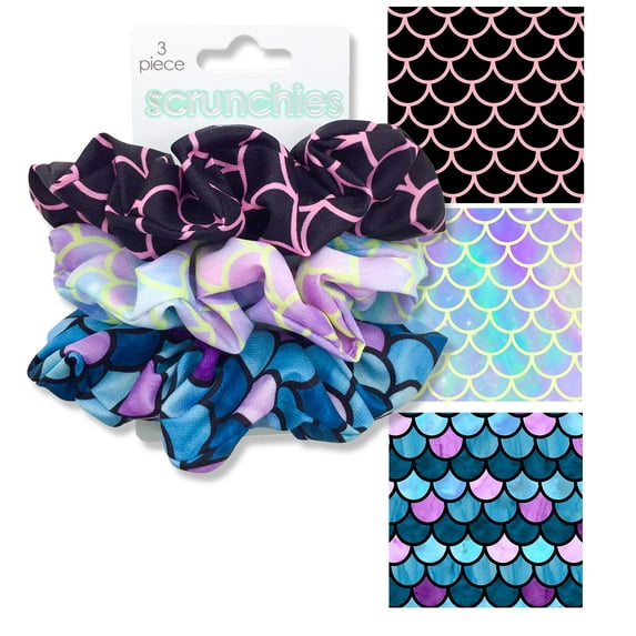 Spoontiques 19954 Scrunchy Hair Ties, Set of 3 (Mermaid)