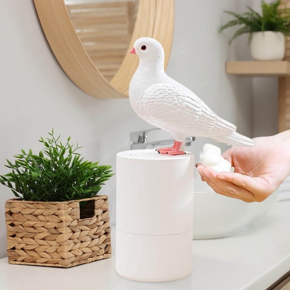 SPOOORYYO Automatic Foaming Soap Dispenser, Pigeon Induction Hand Washer, Intelligent for Bathroom Hotel, Cute Auto Dispenser, White