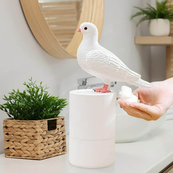 SPOOORYYO Automatic Foaming Soap Dispenser, Pigeon Induction Hand Washer, Intelligent for Bathroom Hotel, Cute Auto Dispenser, White