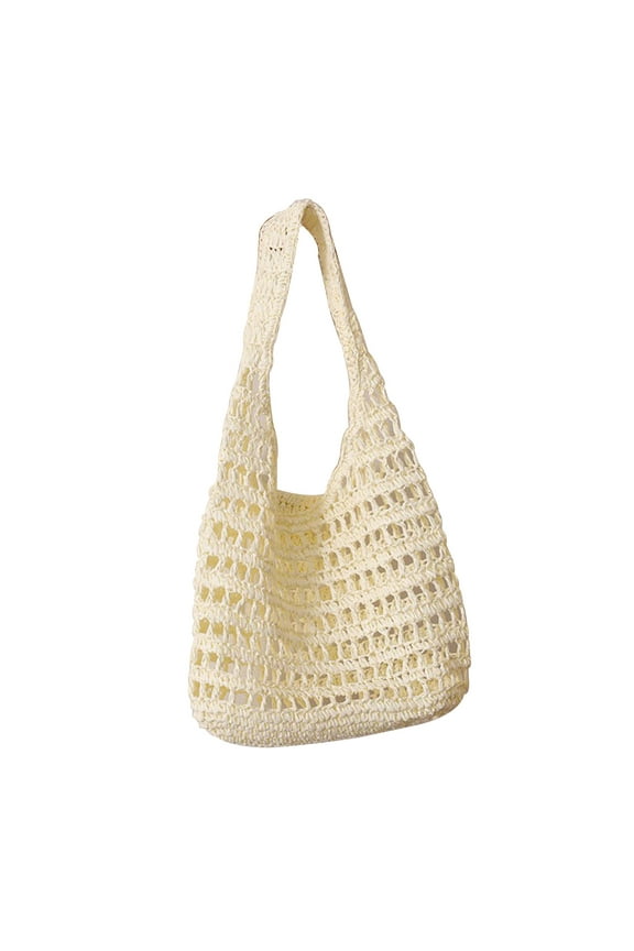 SPOORYOO Straw Hobo Beach Bag for Women Girls,Women's Straw Crochet Backpack Casual Beach Daypack with Flap and Drawstring Closure