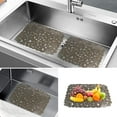 thumbnail image 1 of SPOORYYO 1 Pack Sink Mat for Kitchen Sink, Gray PVC Protector with Pebble Design, Dish Drying Mat for Stainless Steel and Porcelain Sinks, 15.8 x 12 Inch, 1 of 7
