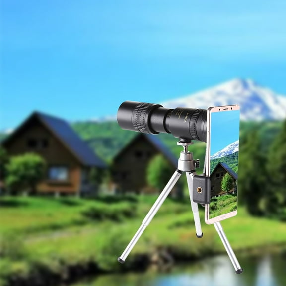 SPOORYYO 10-300X40 Universal Cell Phone Telephoto Lens Kit, High-Definition BAK-4 Lens for Most Smartphones, Adjustable Focal Length, Portable Telescope for Bird Watching, Sports, Travel & More