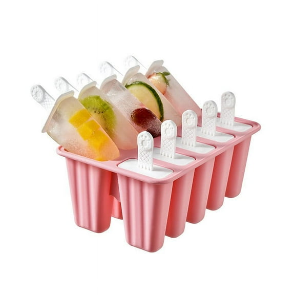 SPOORYYO 10-Cavity Silicone Ice Tray Maker for Homemade DIY Popsicles and Ice Cream - Food Grade, Dishwasher Safe, and Temperature Resistant