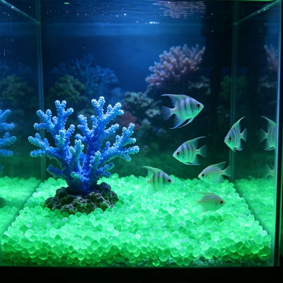 SPOORYYO 100Pcs Glowing Aquarium Pebbles for Luminous Aquascaping and Decor, 5-9mm