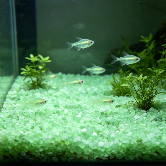 SPOORYYO 100Pcs Glowing Aquarium Pebbles for Luminous Aquascaping and Decor, 5-9mm