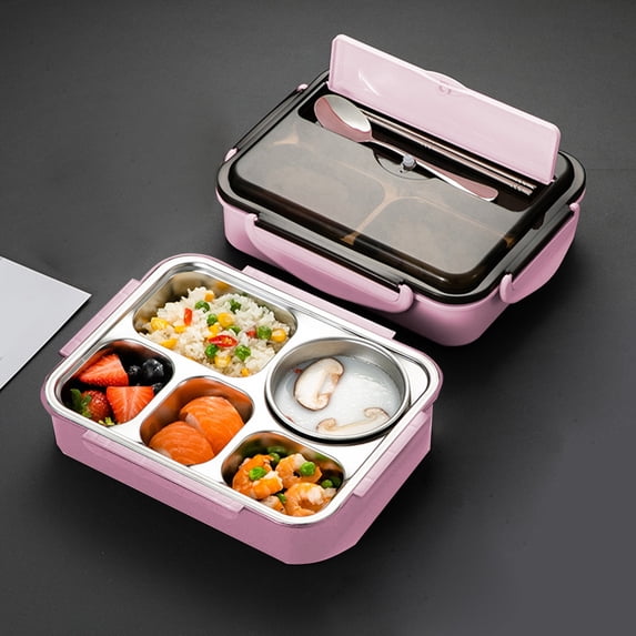 SPOORYYO 1500ML Stainless Steel Lunch Box with 5 Compartments - Lightweight, Portable, and Multi-Heating Options for Office Workers and Students