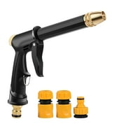 SPOORYYO High Pressure Hose Nozzle with 50ft Spray Range and 3 Connectors - Durable and Versatile for Cleaning Cars, Walls, Windows, and Gardens 1 Gun + 3 Tips