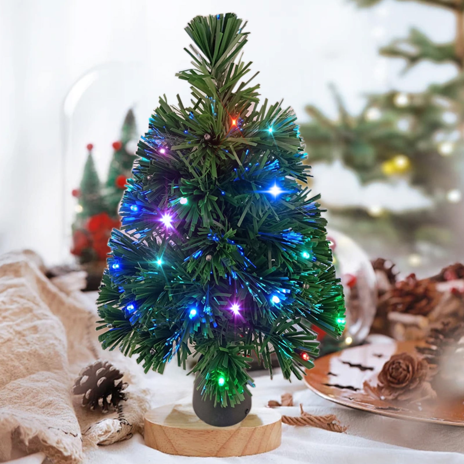 SPOORYYO 17.7Inch LED Lighted Artificial Christmas Tree with Snowflake