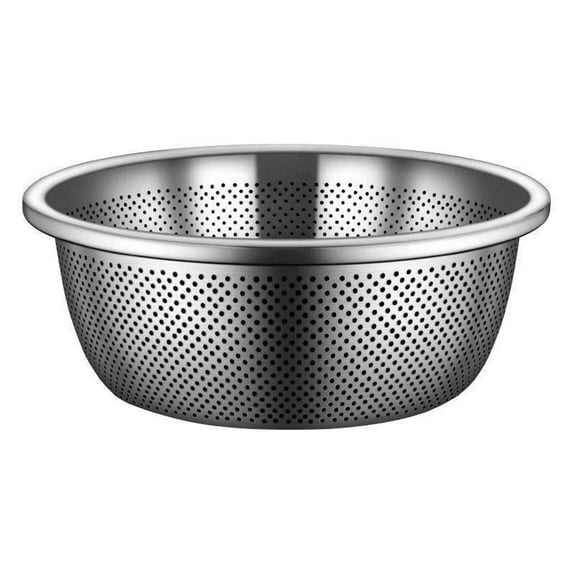SPOORYYO 201 Stainless Steel Utility Bowl with Holes - Perfect for Vegetable Washing, Rice Rinsing, and Food Draining - Kitchen Essential for Home Use
