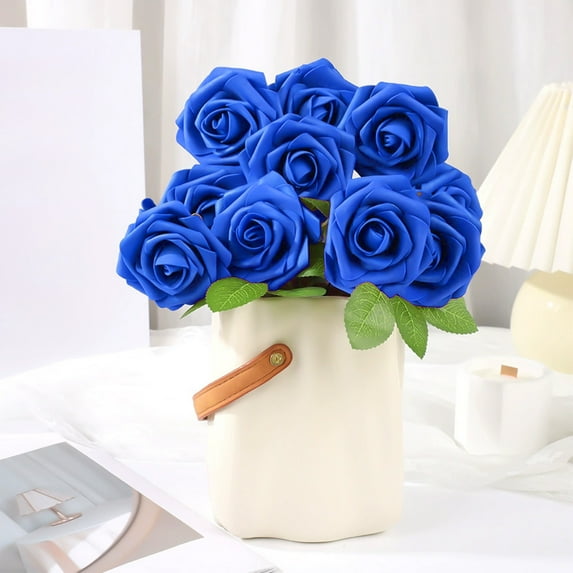 SPOORYYO 25Pcs Artificial Rose Flowers with Stems, Realistic Foam Roses for Wedding Bouquet Valentine's Day Decor