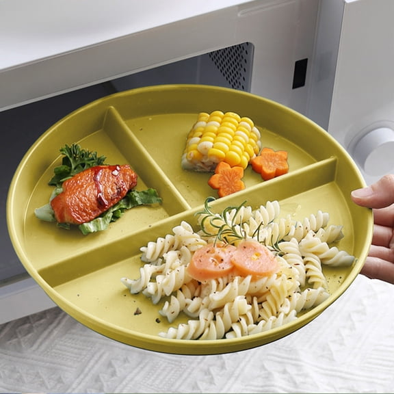SPOORYYO 3 Compartment Round Divided Tray for Balanced Meal Prep Reusable Tableware for Home and Outdoor Use