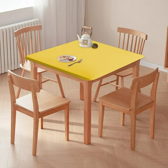 SPOORYYO 33.86x33.86 Inches Stretch Square Tablecloth, Polyester Wrapped Table Cover, Dustproof Stainproof Scratchproof Table Cover for Home (1Pc, Blue/Pink/White/Red/Gray/Green/Yellow)