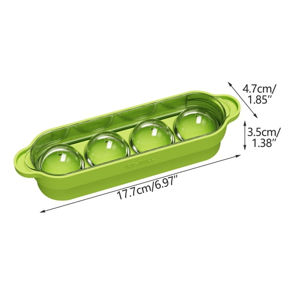 SPOORYYO 4-Grid Ice Ball Maker - Perfectly Round Spheres for Cocktails & Beverages - Food Grade Material, Easy Release, and Dishwasher Safe