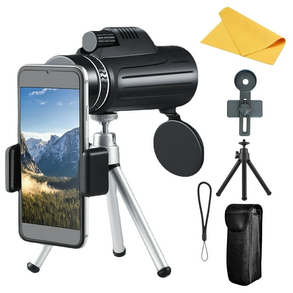 SPOORYYO 40x60 High Powered Monocular Telescope for Smartphone, Night Vision Compatible, HD Magnification for Stargazing, Hunting, Travel, Camping, Hiking