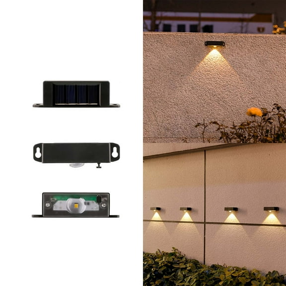 SPOORYYO 4pc Solar Wall Lights Outdoor Waterproof - Garden Balcony Courtyard Villa Decorative Lighting, Warm Easy Install No Wiring Landscape Lamp
