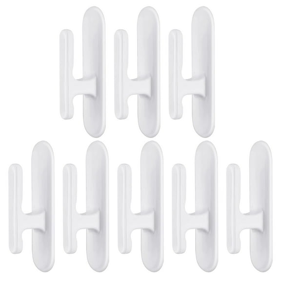 SPOORYYO 8-Pack Wall Self-Adhesive Curtain Hook Pull Rope Rack, Baby Safety Blind Cord Cleats, Multi-Surface Application, Easy Installation