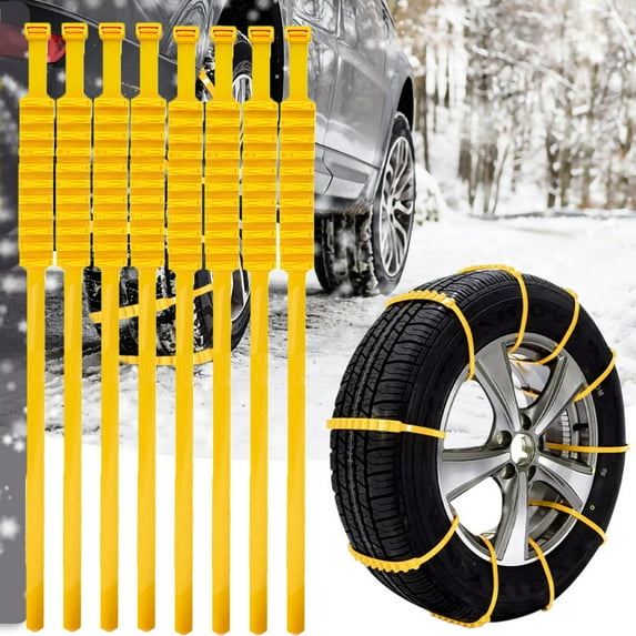 SPOORYYO 8-Piece Set of Thickened Nylon Winter Snow Chains for Vehicles, Non-Slip Tire Grip in Snow and Mud, Universal Fit for Automobile Tires